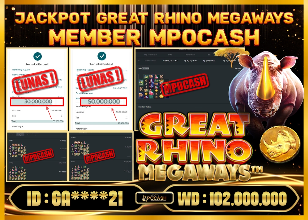 MPOCASH JACKPOT GREAT RHINO MEGAWAYS